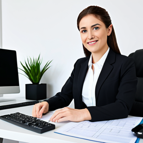 Home 11 Professional Office Scene**
"A professional businesswoman in a modest business suit, sitting at a desk in a modern office, fully clothed, appropriate attire, safe for work, perfect anatomy, natural proportions, professional photography, high quality, well-formed hands, proper finger count, natural body proportions, professional dress, family-friendly. Background includes a computer monitor displaying a spreadsheet, and a potted plant on the desk. Focus on a clean and well-lit workspace."
**