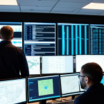 Security Operations Center (SOC)**

"A brightly lit, modern Security Operations Center filled with security professionals. Analysts are working at multiple computer screens displaying dashboards with security data and threat intelligence feeds. Focus on collaboration and activity. Clean and organized environment. Desktops are displaying network traffic analysis and threat maps. One analyst is leading a discussion at a large screen displaying a simulated incident response plan. Fully clothed, professional environment, appropriate content, safe for work, perfect anatomy, natural proportions, high quality, realistic rendering, professional photography."

**