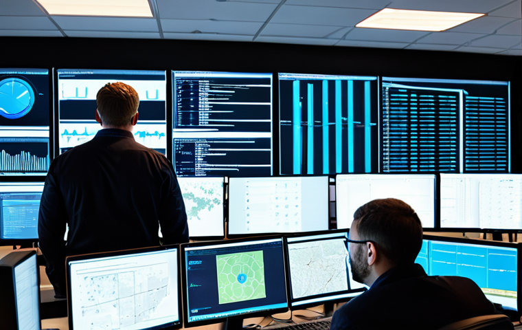 Security Operations Center (SOC)**

"A brightly lit, modern Security Operations Center filled with security professionals. Analysts are working at multiple computer screens displaying dashboards with security data and threat intelligence feeds. Focus on collaboration and activity. Clean and organized environment. Desktops are displaying network traffic analysis and threat maps. One analyst is leading a discussion at a large screen displaying a simulated incident response plan. Fully clothed, professional environment, appropriate content, safe for work, perfect anatomy, natural proportions, high quality, realistic rendering, professional photography."

**