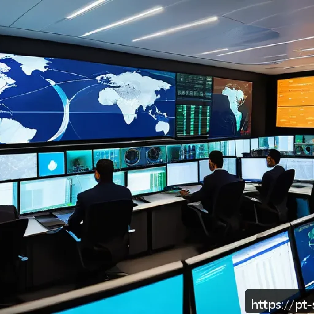 보안 오케스트레이션 자동화의 트렌드 분석 - A high-tech cybersecurity operations center with a diverse team of Brazilian professionals collabora...