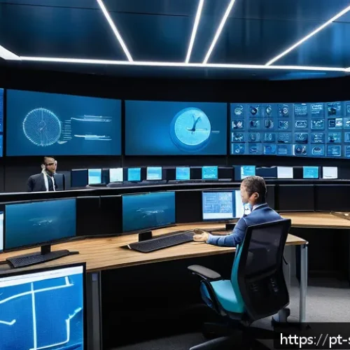 Home 30 보안 오케스트레이션을 위한 필수 도구 목록 - A high-tech security operations center with a diverse team of cybersecurity professionals monitoring...